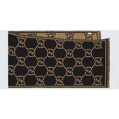 Gucci Logo Intarsia Wool Scarf - Black