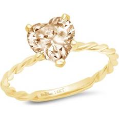 Brown - Gold Rings Clara Pucci 2.0ct heart cut brown natural morganite 18k yellow gold anniversary engagement ring