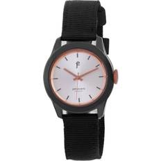 Lona Relojes de pulsera Johan Eric Naestved, Mens, Silver sunray w rose gold IP hands & indexes, Sporty black canvas One Size Black