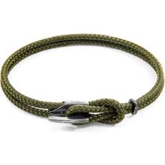 Ancre Bracelets Anchor & Crew Khaki Green Padstow Silver and Rope Bracelet