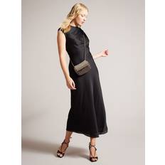 Ted Baker Midi Dresses Ted Baker Womens Black Akane Draped Satin Midaxi Dress