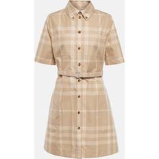 Burberry Pink Dresses Burberry Check Cotton Gabardine Shirt Dress - Neutrals