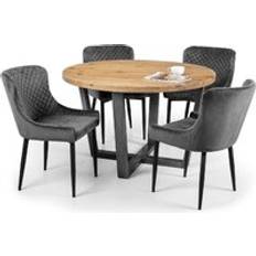 Julian Bowen Round Dining Sets Julian Bowen Brooklyn Oak Round Luxe Dining Set