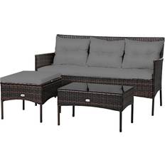 Plastic Outdoor Lounge Sets Costway 3PCS Patio Outdoor Lounge Set