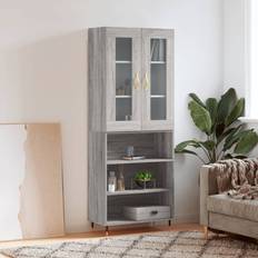 vidaXL Aparador Alto Madera Contrachapada Gris Sonoma 69.5 x 34 x 180 cm