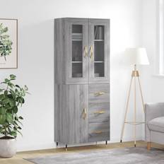 vidaXL Aparador Alto Madera Contrachapada Gris Sonoma 69.5 x 34 x 180 cm