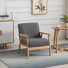 Lino Mobili Homcom Minimalistic Accent Wood Frame Linen Seat