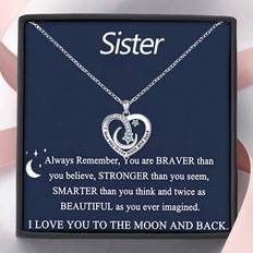 Shein Sister Heart Moon Necklace Sister Gifts