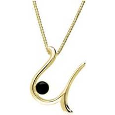 C. W. Sellors 9ct Yellow Gold Whitby Jet Love Letters Initial U Necklace Yellow Gold