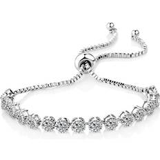 Philip Jones Solitaire Crystal Friendship Bracelet Silver