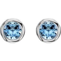 Blue Earrings C W Sellors 18ct White Gold 0.88ct Aquamarine Solitaire Stud Earrings