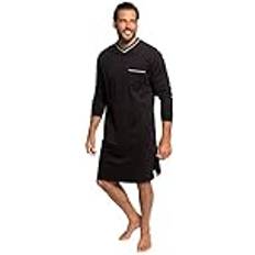 Linen Robes JP1880 JP 1880 Herren Nachthemd Schlafanzüge, Schwarz