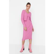 Acrylique Robes Trendyol Collection Collection Kleid Rosa Bodycon für Damen