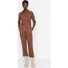 Braun - Herren Jumpsuits & Overalls Trendyol Collection Frauen Gerade Mit Gürtel detailed Gewebte Overall