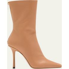 Jimmy Choo Boots Jimmy Choo Agathe 100 Leather Ankle Boots - Beige