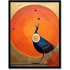 Orange Wall Decor Wee Blue Coo Prominent Peacock Vibrant Oil Painting Wall Decor