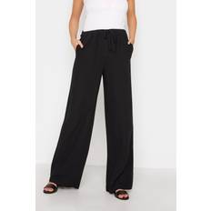 Tall Black Linen Blend Wide Leg Trousers Tall Women's Wide Leg Trousers