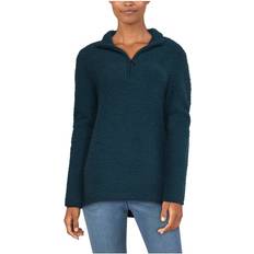 Turquoise - Women Sweaters Natural Reflections Natural Reflections Sherpa Cabin Quarter-Zip Long-Sleeve Sweater for Ladies Deep Teal