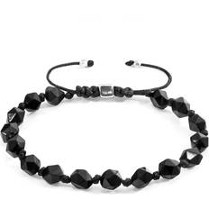 Anker Armbanden Anchor & Crew Beaded Macrame Bracelet Black Agate Zebedee