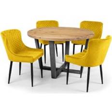 Julian Bowen Round Dining Sets Julian Bowen Brooklyn Oak Round Luxe Dining Set