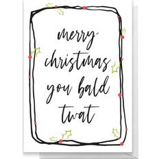 Festprodukter By IWOOT Merry Christmas You Bald Twat Greetings Card Large Card