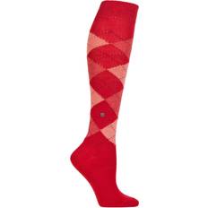 SockShop Ladies Pair Burlington Whitby Extra Soft Argyle Knee High Red 3.5-7 Ladies