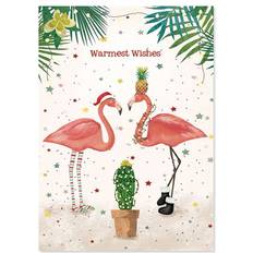 Christmas Cards & Invitations Pink Flamingo Christmas Cards Holiday Greeting Cards, Set 18, Large 5" x 7" Envelopes Included