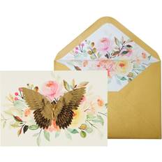 Oro Tarjetas & Invitaciones Gold Foil Butterfly and Floral Blank Greeting Card