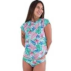 Hurley Damen Java Tropical S/S Surf Rash-Guard-Shirt, Tide Pool