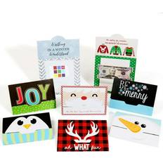 Big Dot of Happiness Assorted Holiday Cards Christmas Money and Gift Card Holders Set 8