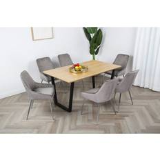 Silver/Chrome Dining Sets Oak Dining Set