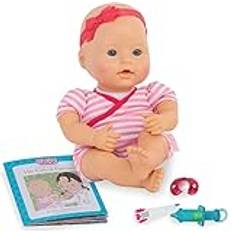 Baby Sweetheart Baby Puppe mit Kleidung, Schnuller und Zubehör zum Arztbesuch – Weiche Puppe und Bilderbuch auf Englisch – Spielzeug ab 2 Jahre