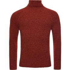 Orange - Turtleneck Sweaters Superdry Mens Studios Chunky Roll Neck Jumper, Relaxed Fit Burnt Brick