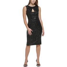 Calvin Klein Dresses Calvin Klein Petite Sequin Keyhole Sleeveless Sheath Dress Black Black