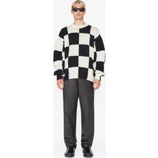 Denim Sweaters Frame Checkered Knit Sweater Noir/Cream NOIR/CREAM