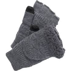 One Size Mittens Muk Luks Textured Flip Mittens Grey Gray OSFM