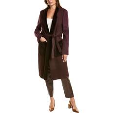 Purple - Women Coats Piazza Sempione Leather-Trim Wool Coat