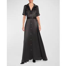 Millie Belted Short-Sleeve Shirtdress - Black