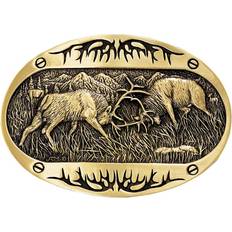 Silver - Women Belts Montana Silversmiths Fighting Elk Brass Heritage Attitude Belt Buckle