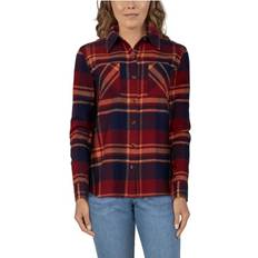 Natural Reflections Natural Reflections Brushed Flannel 2-Pocket Long-Sleeve Shirt for Ladies Peacoat Red Plaid