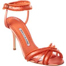 Manolo Blahnik Pink Heeled Sandals Manolo Blahnik Mokuya Satin Sandal