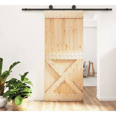 Døre vidaXL Skydedør Med Monteringssæt 90x210 cm Massivt Fyrretræ (90x210cm)