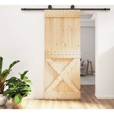 Døre vidaXL Skydedør Med Monteringssæt 85x210 cm Massivt Fyrretræ (x210cm)