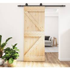 Portes vidaXL Porte Coulissante Kit De Quincaillerie 85x210 cm Pin Massif (x210cm)