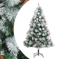 vidaXL Artificial Hinged Lit Xmas with Cones Berries Christmas Tree