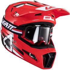 Occhiali da moto saldi LEATT V24 Logo Casco da motocross con occhiali, nero-bianco-rosso, dimensione per uomo