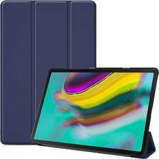 Samsung Galaxy Tab S5e Tredobbelt Lædercover Mørkeblå