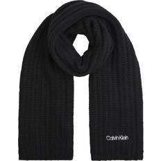 Black - Solid Colors Scarfs Calvin Klein Schal, Strick, Kaschmir-Anteil, Stickerei, uni, für Damen, schwarz