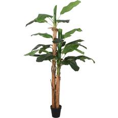 Plantes Artificielles vidaXL Bananier Artificiel 18 Feuilles Pot en Plastique 150 cm Vert Plante Artificielle