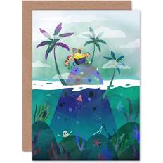 ARTERY8 Wee Blue Coo Pirates Treasure Greeting Card